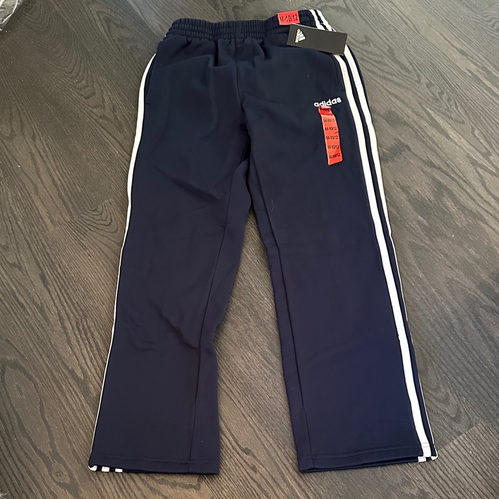 Adidas Kids Dark Blue Joggers with White Stripes